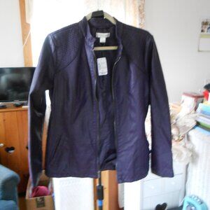 CHRISTOPHER & BANKS PURPLE LEATHER JACKET-WOMEN'S SIZE M